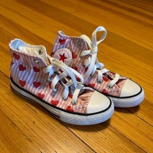 Heart Stripped Converse High Tops